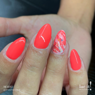 en Vogue Lac It! Teeny Bikini vibrant, neon coral crème UV/LED gel nail polish for professional nails and extensions on manicured nails